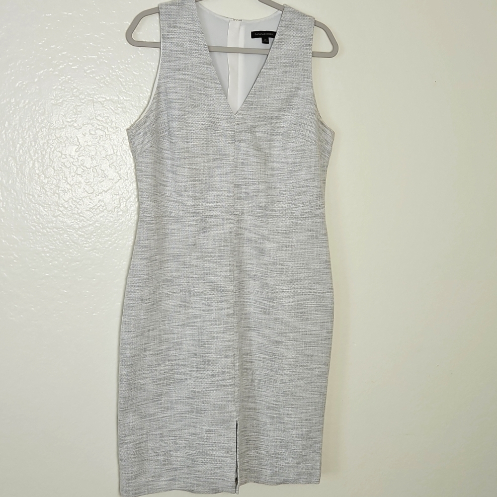 Banana Republic Light Gray V-Neck Mini Dress